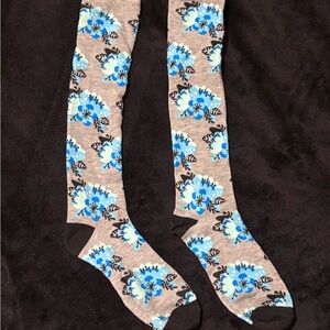 Floral Patterned Knee-High Socks